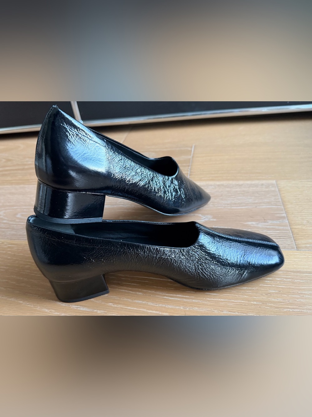 NEW Reformation Inez Black Leather Block Heel Pump 35mm Heel, sz 7.5 - Picture 8 of 13